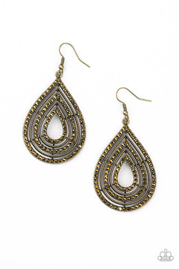 5th Avenue Attraction Brass Rhinestone Earring Paparazzi Accessories