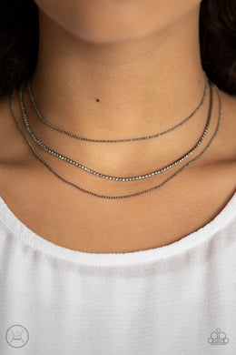 Battle of the Glitz Gunmetal Choker Necklace Paparazzi Accessories