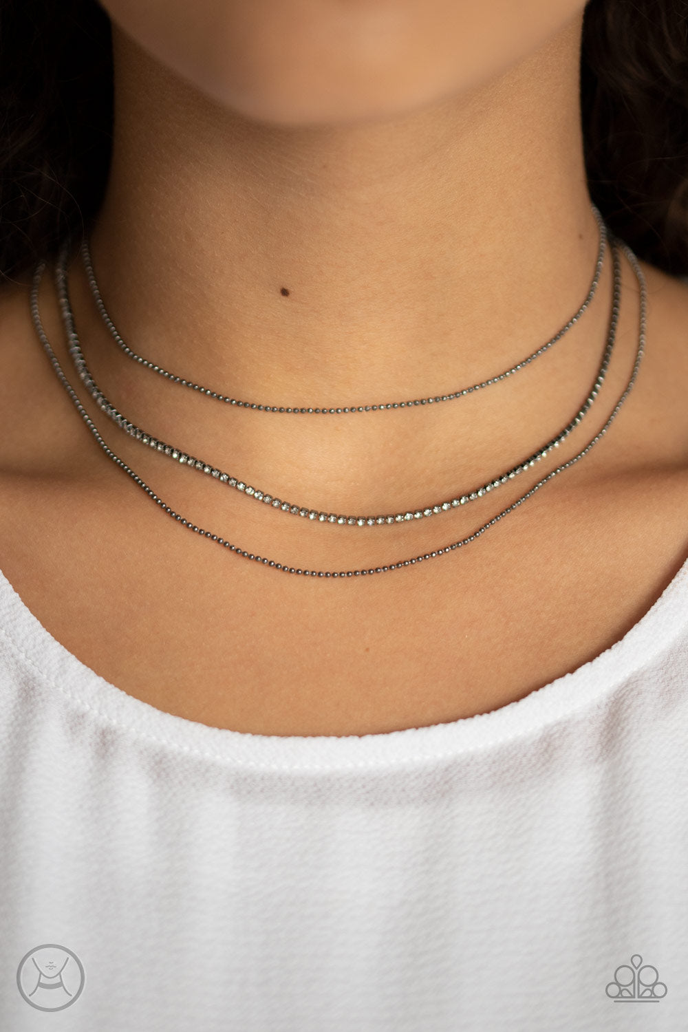 Battle of the Glitz Gunmetal Choker Necklace Paparazzi Accessories