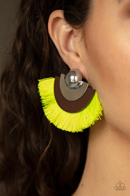 Fan The FLAMBOYANCE Yellow Earring Paparazzi Accessories