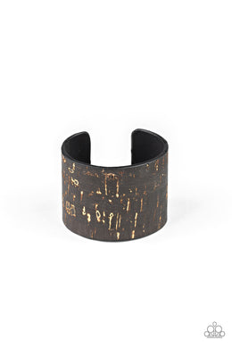 Up To Scratch Black Cork Cuff Bracelet Paparazzi Accessories