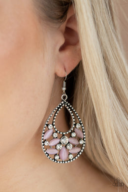 Dewy Dazzle Pink Cat's Eye Earring Paparazzi Accessories