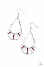 Load image into Gallery viewer, Line Crossing Sparkle Red Earring Paparazzi Accessories