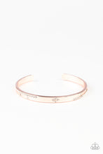 Load image into Gallery viewer, Dainty Dazzle Rose Gold Rhinestone Cuff Bracelet Paparazzi Accessories