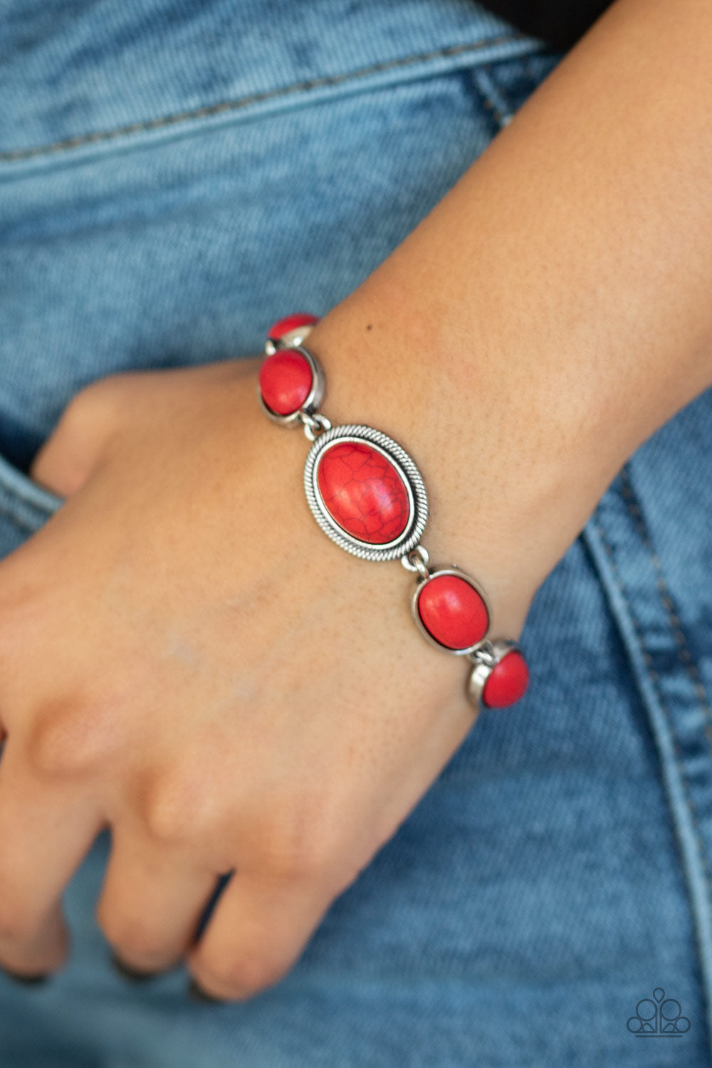 Serene Stonework Red Stone Bracelet Paparazzi Accessories