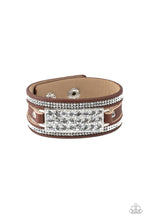 Load image into Gallery viewer, Shockingly Sparkly Brown Leather Urban Bracelet Paparazzi Accessories