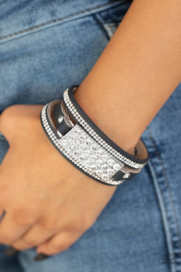 Shockingly Sparkly Blue Leather Urban Bracelet Paparazzi Accessories