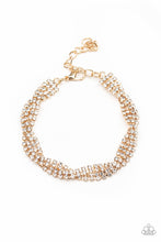 Load image into Gallery viewer, Braided Twilight Gold Rhinestone Bracelet Paparazzi Accessories