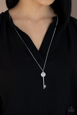 Secret Shimmer Multi Rhinestone Key Necklace Paparazzi Accessories