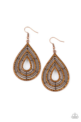 5th Avenue Attraction Copper Rhinestone Earrings Paparazzi Accessories