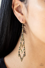 Load image into Gallery viewer, Electric Shimmer Brass Earrings Paparazzi Accessories