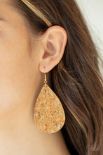 Load image into Gallery viewer, Cork It Over Gold Earring Paparazzi Accessories