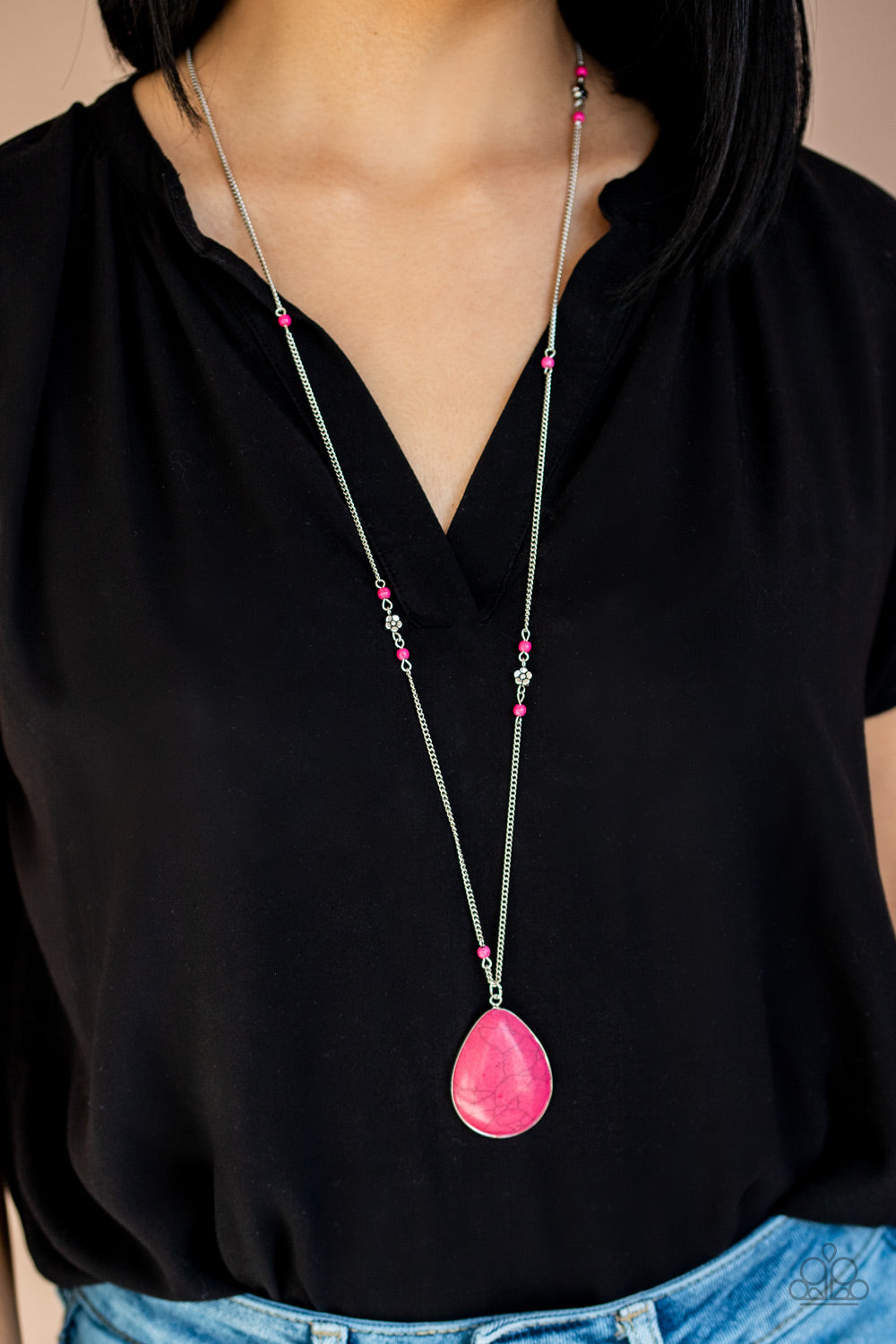 Desert Meadow Pink Stone Necklace Paparazzi Accessories