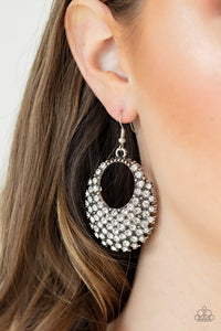 fishhook,rhinestones,white,A Fierce Flash White Rhinestone Earring