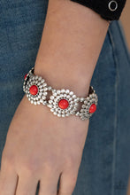 Load image into Gallery viewer, Bountiful Blossoms Red Stretchy Bracelet Paparazzi Accessories