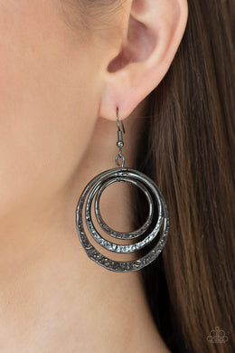 Metallic Ruffle Black Earring Paparazzi Accessories
