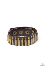 Load image into Gallery viewer, Armed and Dangerous Brass Leather Urban Bracelet Paparazzi Accessories