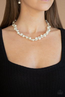 Uptown Opulence White Pearl Necklace Paparazzi Accessories