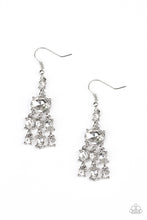Load image into Gallery viewer, Demurely Divine White Rhinestone Earrings Paparazzi Accessories