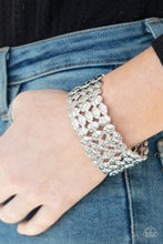 Load image into Gallery viewer, Tectonic Texture Silver Stretchy Bracelet Paparazzi Accessories