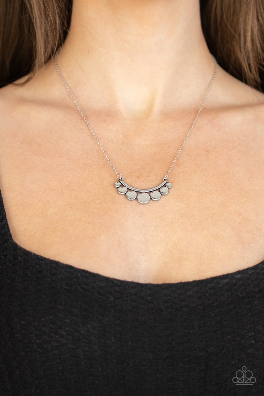 Melodic Metallics Silver Necklace Paparazzi Accessories