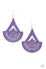 Load image into Gallery viewer, Tiki Sunrise Purple Wooden Earrings Paparazzi Accessories