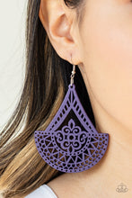 Load image into Gallery viewer, Tiki Sunrise Purple Wooden Earrings Paparazzi Accessories