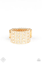 Load image into Gallery viewer, Diamond Drama Gold Rhinestone Ring Paparazzi Accessories