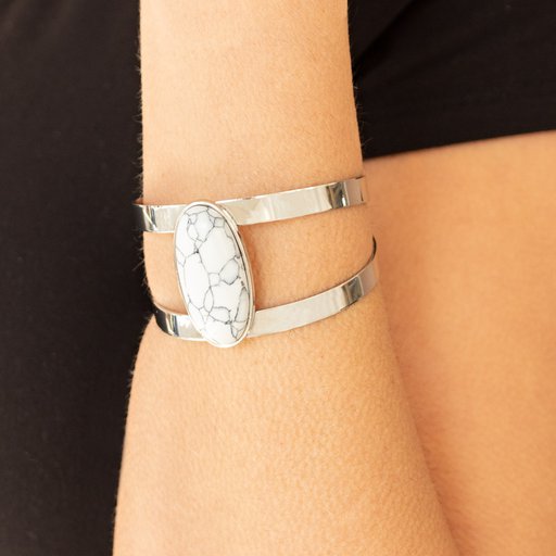 Quarry Queen White Cuff Bracelet Paparazzi Accessories