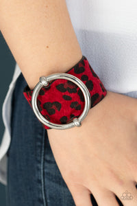 black,cheetah,red,snap,wrap,Asking Fur Trouble Red Bracelet