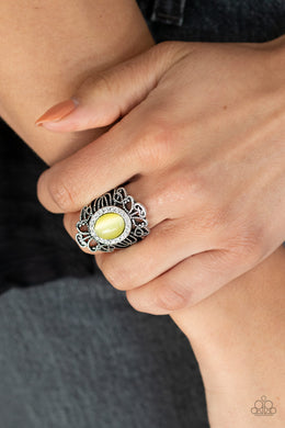 Dashingly Dewy Yellow Cat's Eye Ring Paparazzi Accessories