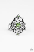 Load image into Gallery viewer, Totally Taken Green Rhinestone Ring Paparazzi Accessories