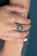 Load image into Gallery viewer, Totally Taken Green Rhinestone Ring Paparazzi Accessories