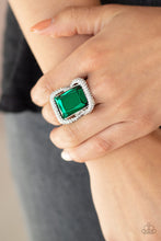 Load image into Gallery viewer, Deluxe Decadence Green Rhinestone Ring Paparazzi Accessories