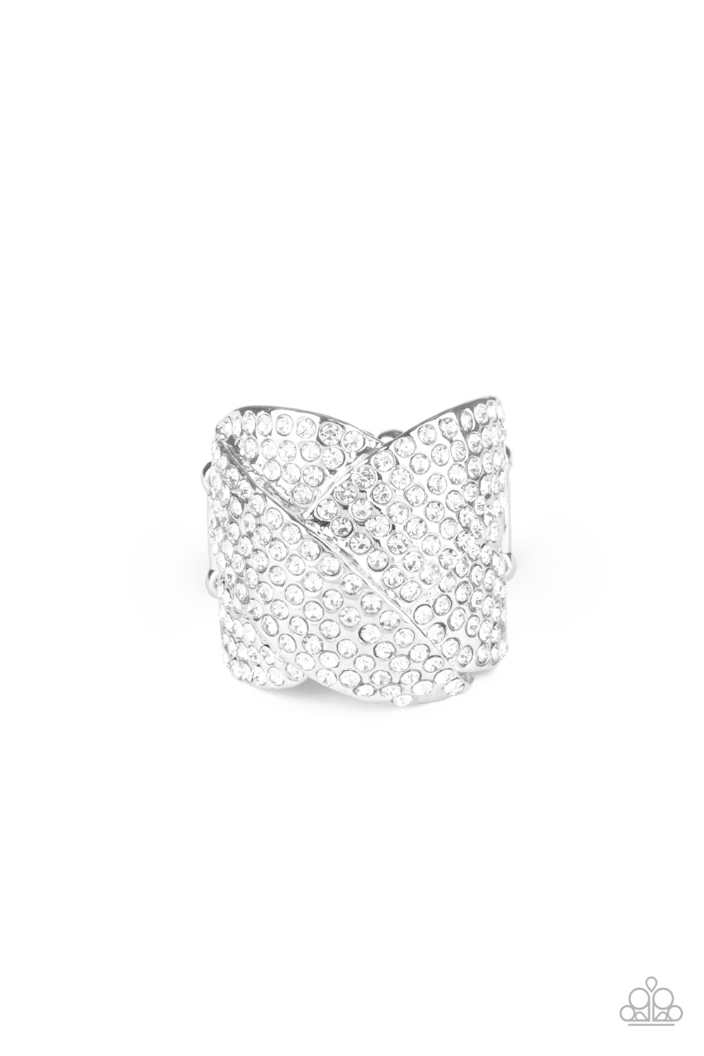 Scandalous Shimmer White Rhinestone Ring Paparazzi Accessories