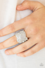 Load image into Gallery viewer, Scandalous Shimmer White Rhinestone Ring Paparazzi Accessories