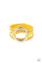 Load image into Gallery viewer, Studded Statement Maker Yellow Leather Bracelet Paparazzi Accessories