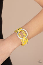 Load image into Gallery viewer, Studded Statement Maker Yellow Leather Bracelet Paparazzi Accessories