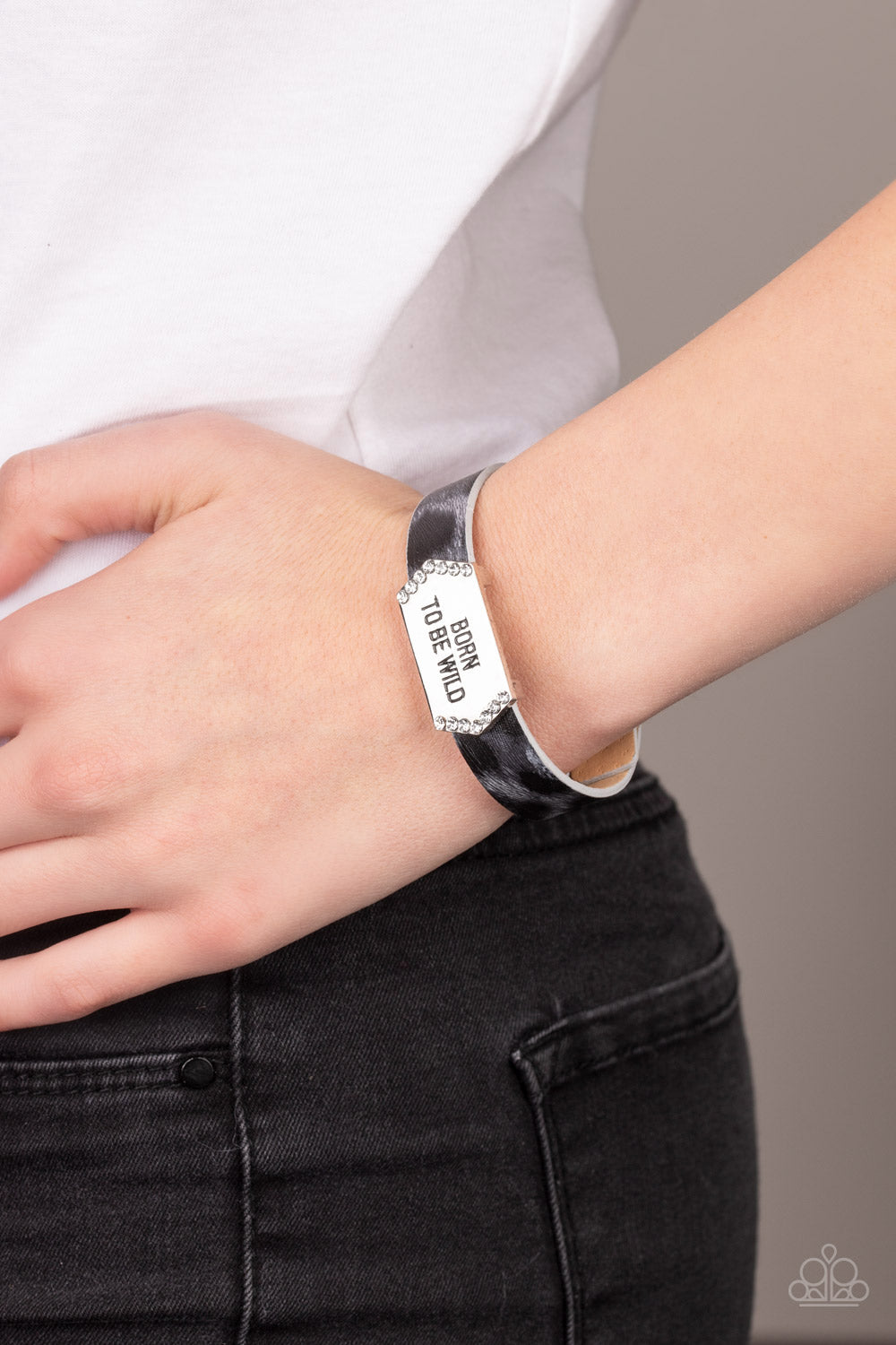 Born To Be Wild Silver Leather Bracelet Paparazzi Accessories