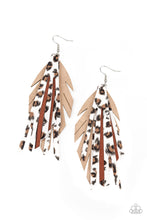 Load image into Gallery viewer, Untamable Brown Leather Earrings Paparazzi Accessories