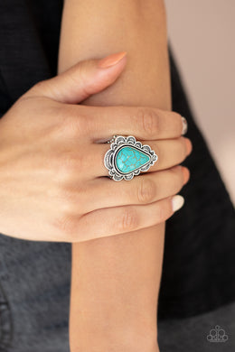 Desert Escape Blue Turquoise Stone Ring Paparazzi Accessories