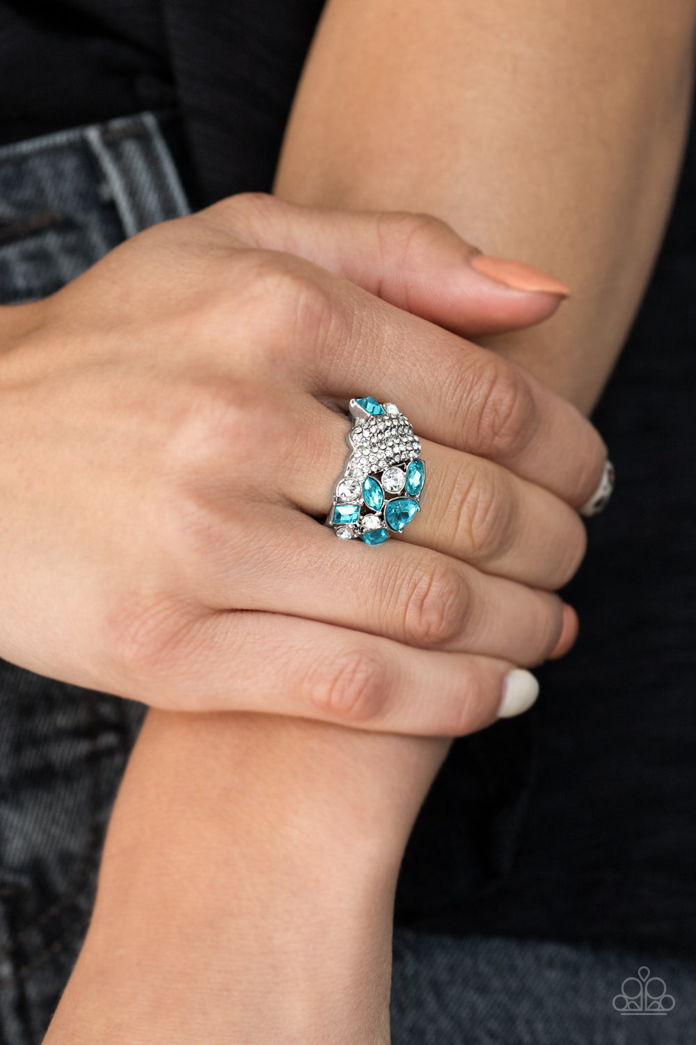 Sparkle Bust Blue Rhinestone Ring Paparazzi Accessories