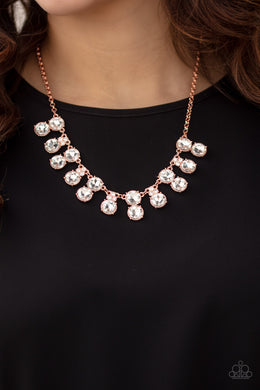 Top Dollar Twinkle Copper Rhinestone Necklace Paparazzi Accessories