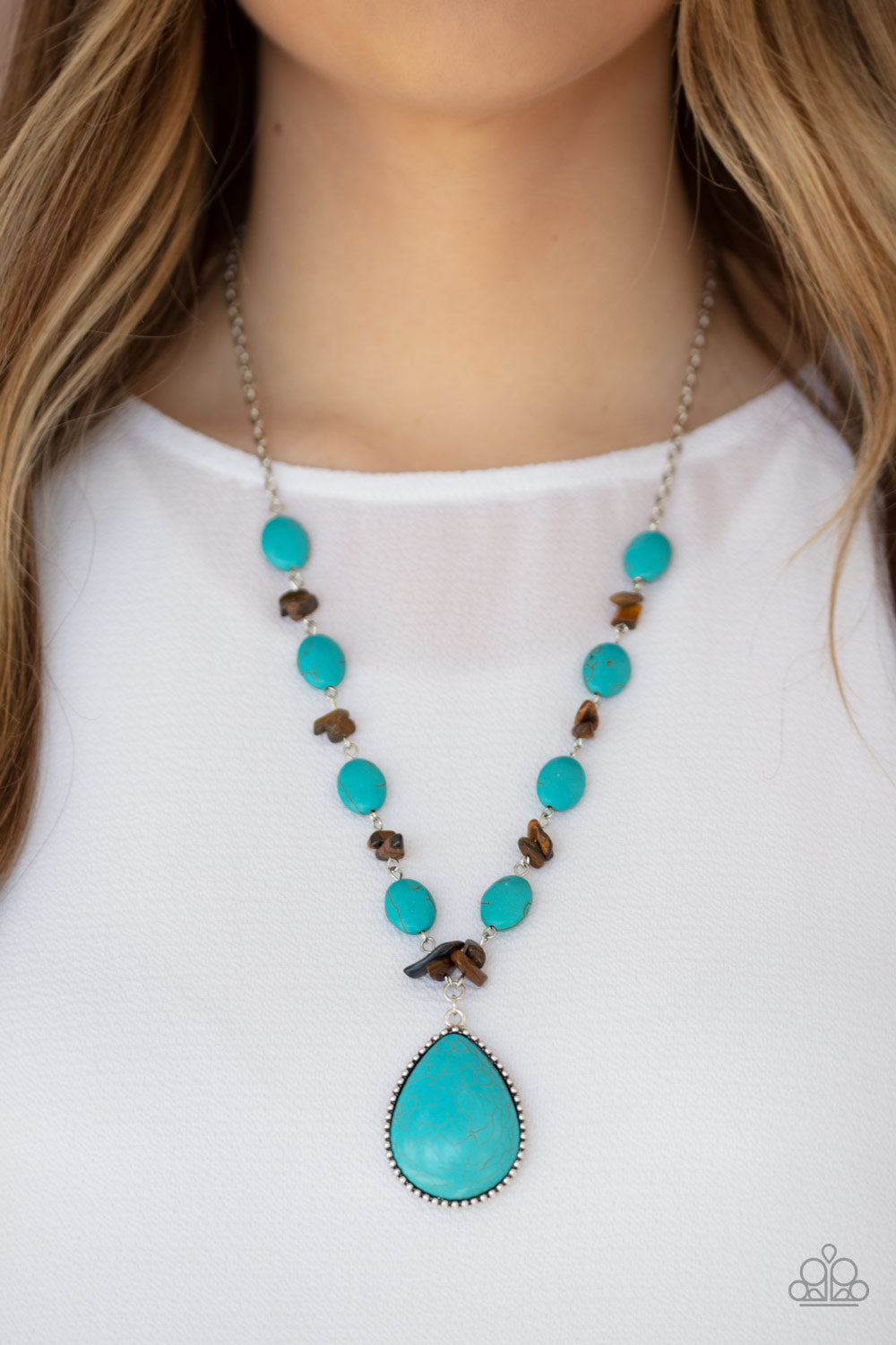 Desert Diva - Blue Stone Necklace Paparazzi Accessories