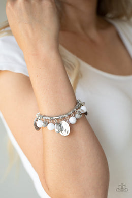Charming Treasure - White Stretchy Bracelet Paparazzi Accessories