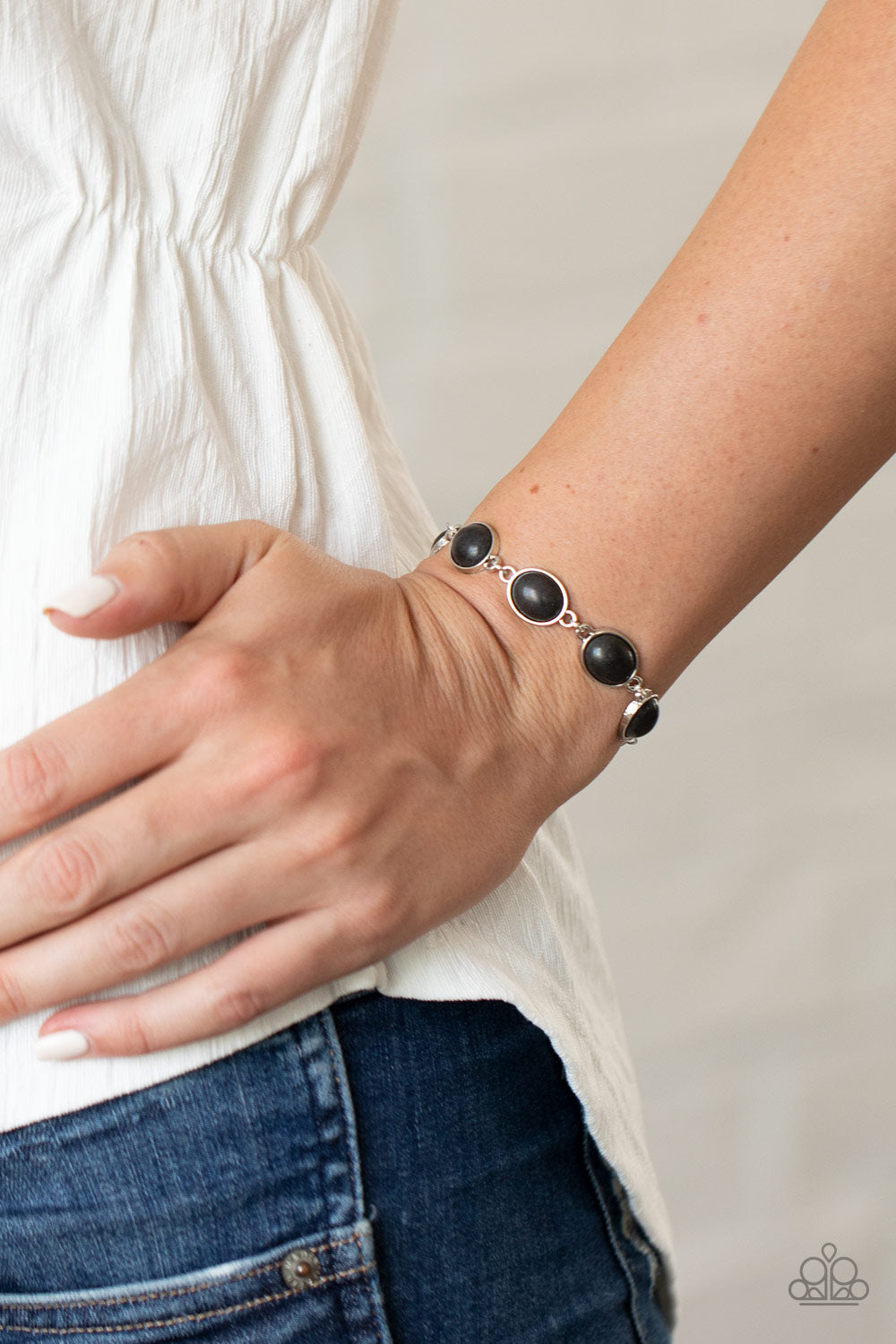Nice Stonework - Black Stone Bracelet Paparazzi Accessories