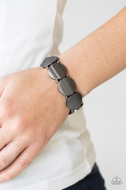 Metallic Spotlight - Black Gunmetal Stretchy Bracelet Paparazzi Accessories