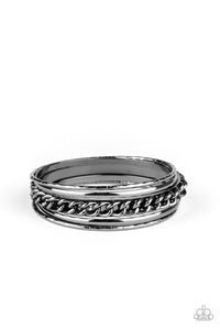Bangles,gunmetal,A Piece of The Action - Black Gunmetal Bangle Bracelets