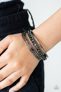 Bangles,gunmetal,A Piece of The Action - Black Gunmetal Bangle Bracelets
