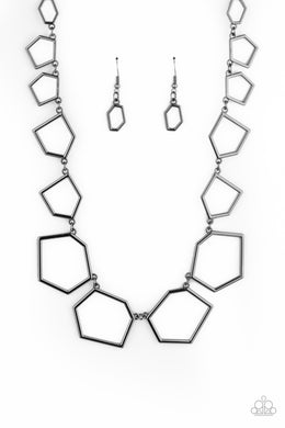 Full Frame Fashion - Black Gunmetal Necklace Paparazzi Accessories